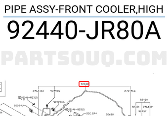 Nissan 92440JR80A PIPE ASSY-FRONT COOLER,HIGH
