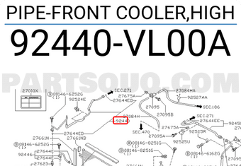 Nissan 92440VL00A PIPE-FRONT COOLER,HIGH