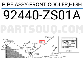 Nissan 92440ZS01A PIPE ASSY-FRONT COOLER,HIGH