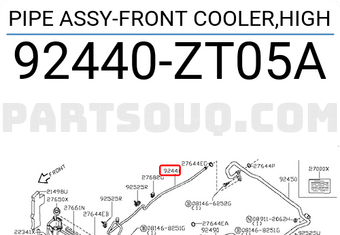 Nissan 92440ZT05A PIPE ASSY-FRONT COOLER,HIGH
