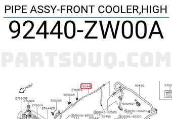 Nissan 92440ZW00A PIPE ASSY-FRONT COOLER,HIGH