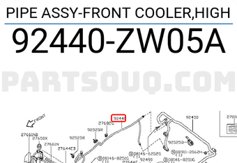 Nissan 92440ZW05A PIPE ASSY-FRONT COOLER,HIGH
