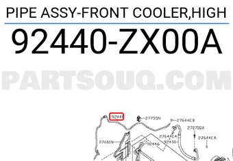Nissan 92440ZX00A PIPE ASSY-FRONT COOLER,HIGH