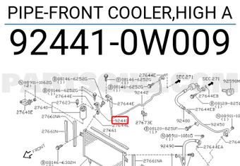Nissan 924410W009 PIPE-FRONT COOLER,HIGH A