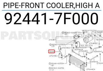 Nissan 924417F000 PIPE-FRONT COOLER,HIGH A
