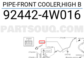 Nissan 924424W016 PIPE-FRONT COOLER,HIGH B