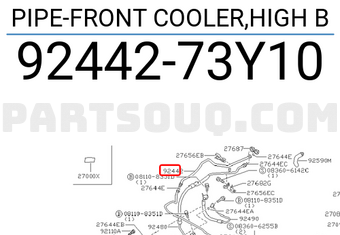 Nissan 9244273Y10 PIPE-FRONT COOLER,HIGH B