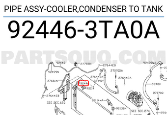 Nissan 924463TA0A PIPE ASSY-COOLER,CONDENSER TO TANK
