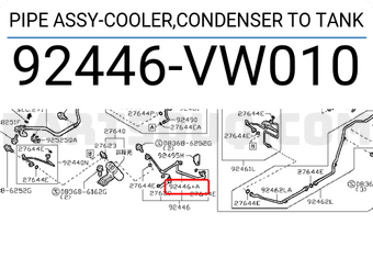 Nissan 92446VW010 PIPE ASSY-COOLER,CONDENSER TO TANK