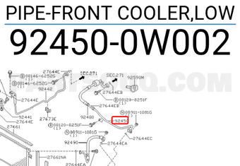 Nissan 924500W002 PIPE-FRONT COOLER,LOW