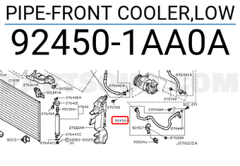 Nissan 924501AA0A PIPE-FRONT COOLER,LOW