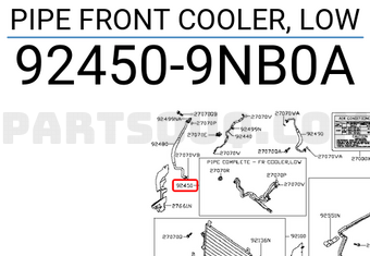 Nissan 924509NB0A PIPE FRONT COOLER, LOW