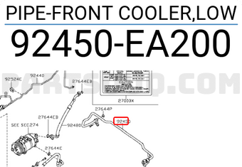 Nissan 92450EA200 PIPE-FRONT COOLER,LOW