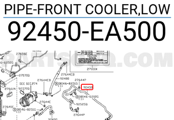 Nissan 92450EA500 PIPE-FRONT COOLER,LOW