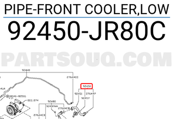 Nissan 92450JR80C PIPE-FRONT COOLER,LOW
