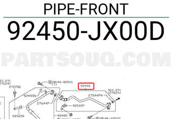 Nissan 92450JX00D PIPE-FRONT