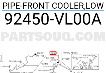 Nissan 92450VL00A PIPE-FRONT COOLER,LOW