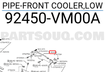 Nissan 92450VM00A PIPE-FRONT COOLER,LOW