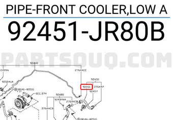 Nissan 92451JR80B PIPE-FRONT COOLER,LOW A