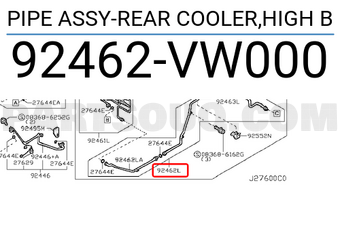 Nissan 92462VW000 PIPE ASSY-REAR COOLER,HIGH B