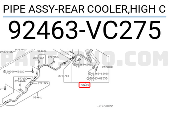 Nissan 92463VC275 PIPE ASSY-REAR COOLER,HIGH C
