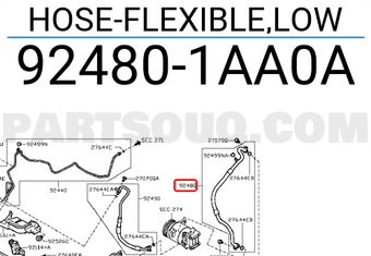 Nissan 924801AA0A HOSE-FLEXIBLE,LOW
