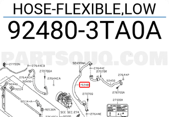 Nissan 924803TA0A HOSE-FLEXIBLE,LOW