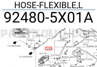 Nissan 924805X01A HOSE-FLEXIBLE,L