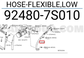 Nissan 924807S010 HOSE-FLEXIBLE,LOW