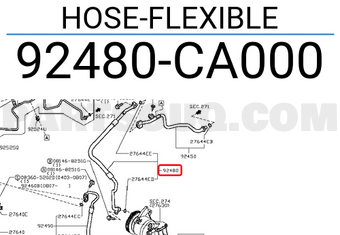 Nissan 92480CA000 HOSE-FLEXIBLE