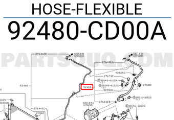 Nissan 92480CD00A HOSE-FLEXIBLE