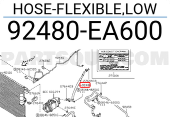 Nissan 92480EA600 HOSE-FLEXIBLE,LOW