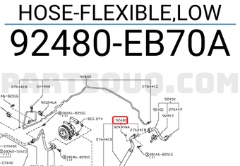 Nissan 92480EB70A HOSE-FLEXIBLE,LOW