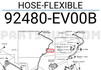 Nissan 92480EV00B HOSE-FLEXIBLE