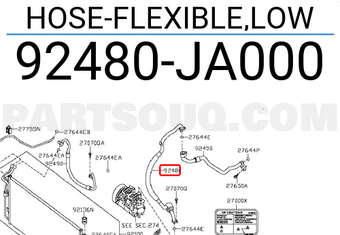 Nissan 92480JA000 HOSE-FLEXIBLE,LOW