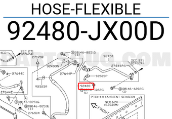 Nissan 92480JX00D HOSE-FLEXIBLE