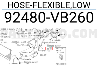 Nissan 92480VB260 HOSE-FLEXIBLE,LOW