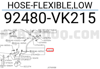Nissan 92480VK215 HOSE-FLEXIBLE,LOW