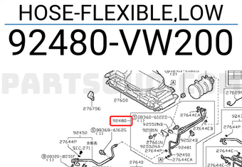 Nissan 92480VW200 HOSE-FLEXIBLE,LOW