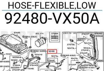 Nissan 92480VX50A HOSE-FLEXIBLE,LOW
