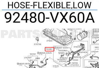 Nissan 92480VX60A HOSE-FLEXIBLE,LOW