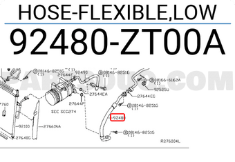 Nissan 92480ZT00A HOSE-FLEXIBLE,LOW