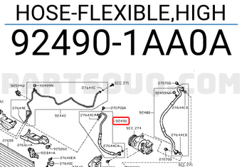 Nissan 924901AA0A HOSE-FLEXIBLE,HIGH