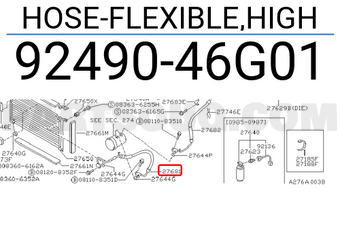 Nissan 9249046G01 HOSE-FLEXIBLE,HIGH