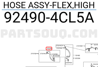 Nissan 924904CL5A HOSE ASSY-FLEX,HIGH