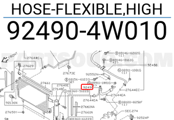 Nissan 924904W010 HOSE-FLEXIBLE,HIGH