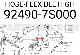 Nissan 924907S000 HOSE-FLEXIBLE,HIGH