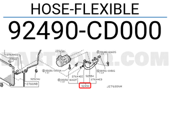 Nissan 92490CD000 HOSE-FLEXIBLE