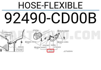 Nissan 92490CD00B HOSE-FLEXIBLE