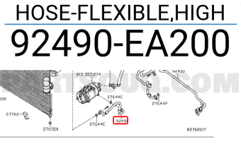 Nissan 92490EA200 HOSE-FLEXIBLE,HIGH